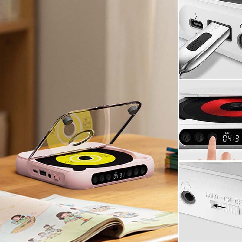 Draagbare CD Speler met Bluetooth - Oplaadbare Discman voor Auto & Onderweg (Anti-Shock)