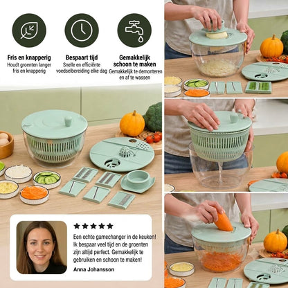 9-in-1 handmatige groente- en saladesnijder met rotatiefunctie