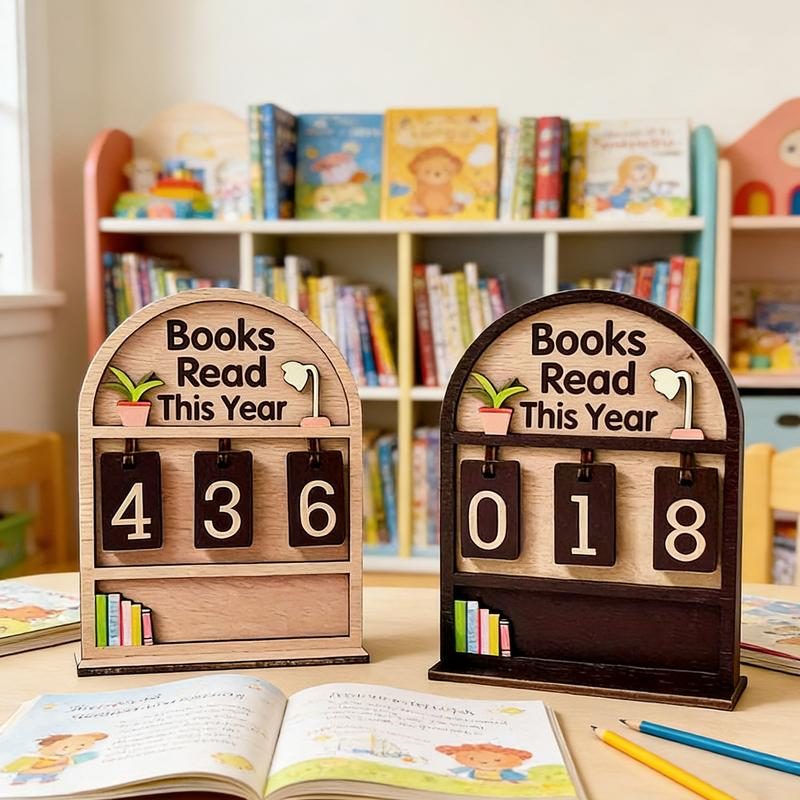 Houten Boekenteller & Leestracker - Voor Reading Challenge (Tot 999).