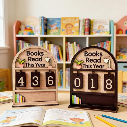Houten Boekenteller & Leestracker - Voor Reading Challenge (Tot 999).
