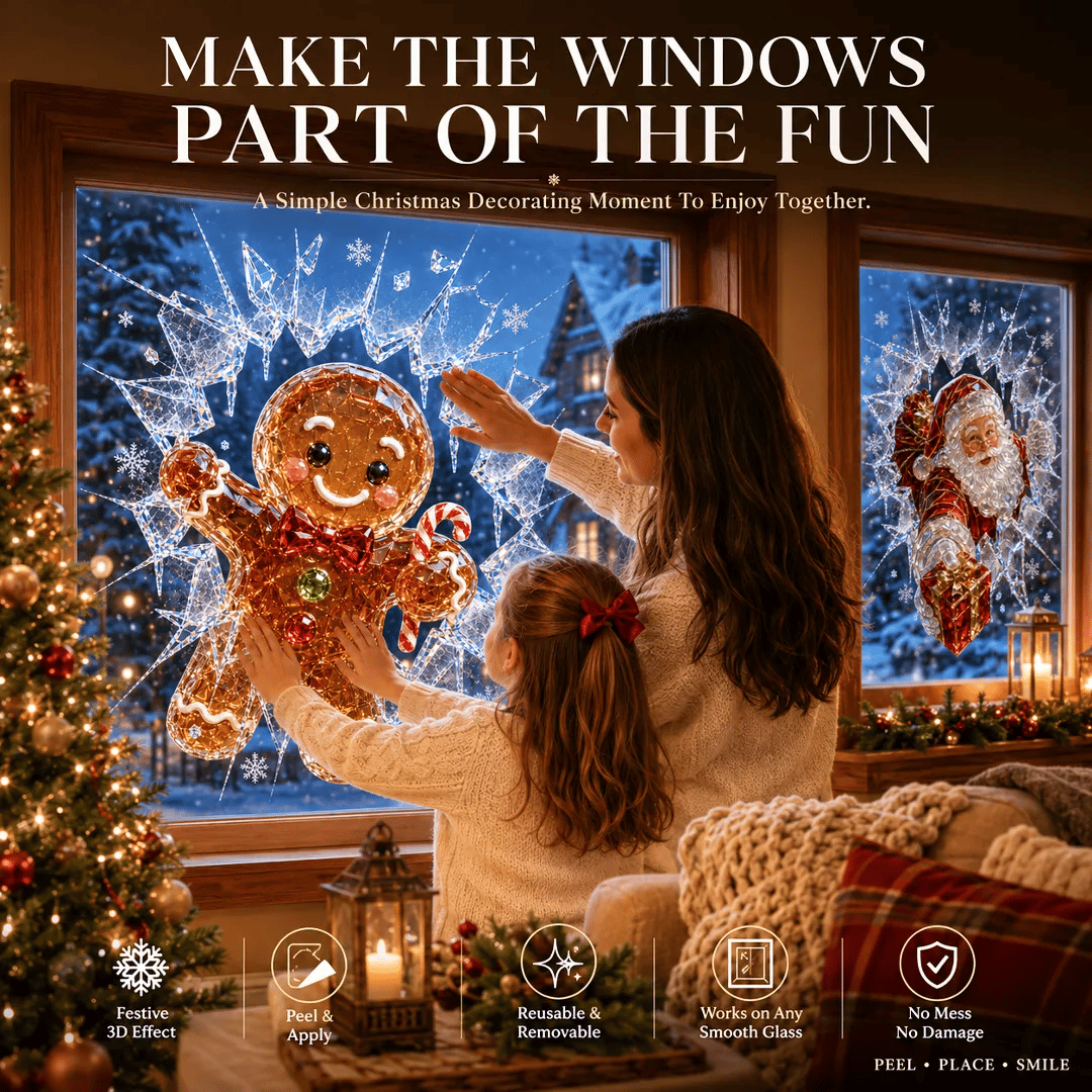 3D-kerststickers met gebroken glas-effect