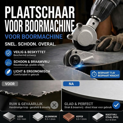 Plaatknipschaar opzetstuk voor boormachine – Elektrische metaalschaar en plaatschaar