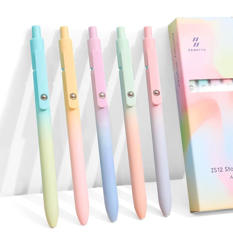 Luxe Gelpennen Set (5 stuks) - Esthetisch Kleurverloop Design - 0.5 mm Sneldrogende Inkt