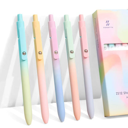 Luxe Gelpennen Set (5 stuks) - Esthetisch Kleurverloop Design - 0.5 mm Sneldrogende Inkt