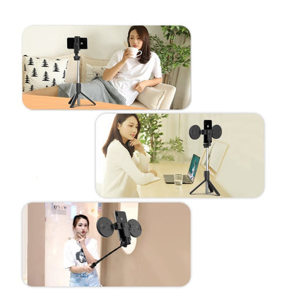 6-in-1 Selfiestick Statief met Licht - Bluetooth Tripod met Afstandsbediening (Voor iPhone & Android).