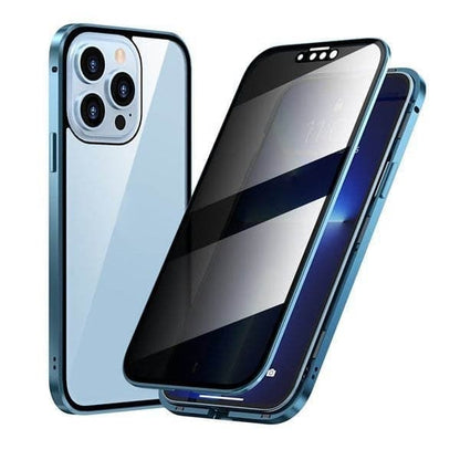 Privacy Magnetisch iPhone Hoesje - 360 Graden Bescherming - Anti-Spy Gehard Glas - Dubbelzijdig & Schokbestendig