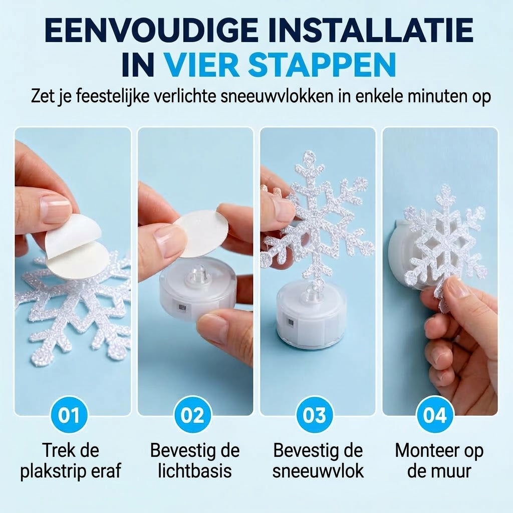 Lichtgevende muurstickers met sneeuwvlokken