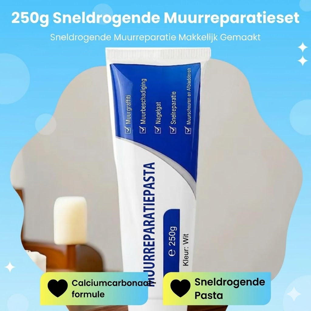 Muurvuller Wit - 250g - Reparatiepasta voor Gaten en Scheuren