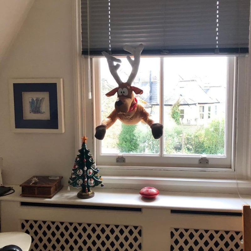 Hauska “Oho!” Joulupukki ja poro -koriste