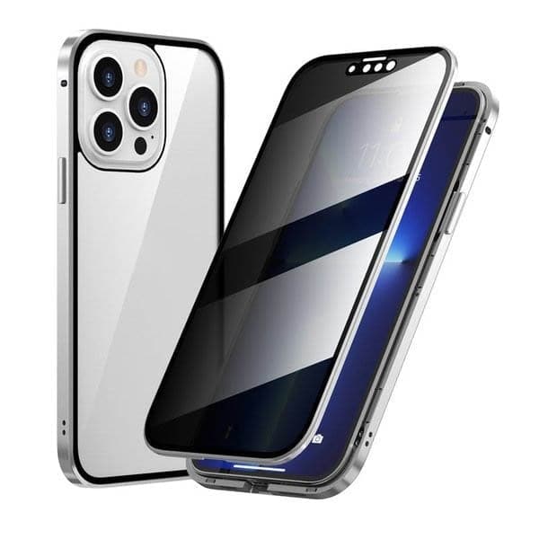 Privacy Magnetisch iPhone Hoesje - 360 Graden Bescherming - Anti-Spy Gehard Glas - Dubbelzijdig & Schokbestendig
