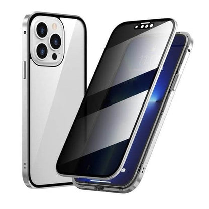 Privacy Magnetisch iPhone Hoesje - 360 Graden Bescherming - Anti-Spy Gehard Glas - Dubbelzijdig & Schokbestendig