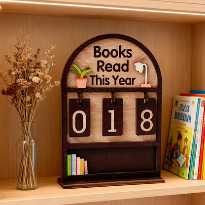 Houten Boekenteller & Leestracker - Voor Reading Challenge (Tot 999).