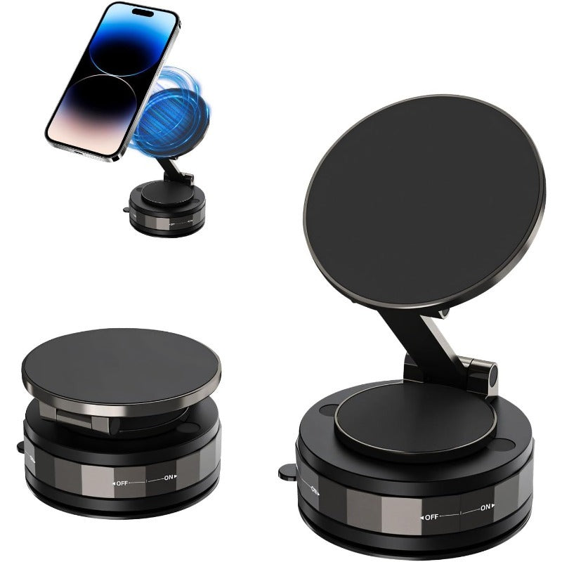 Magnetische Telefoonhouder Auto - Vacuüm Adsorptie & Magnetisch - 360° Draaibaar - Super Stabiel op Dashboard & Ruit