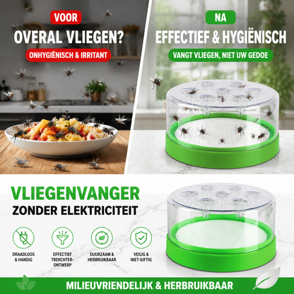 ♻️ Herbruikbare Vliegenvanger - Niet-Elektrische & Milieuvriendelijke Insectenval voor Buiten