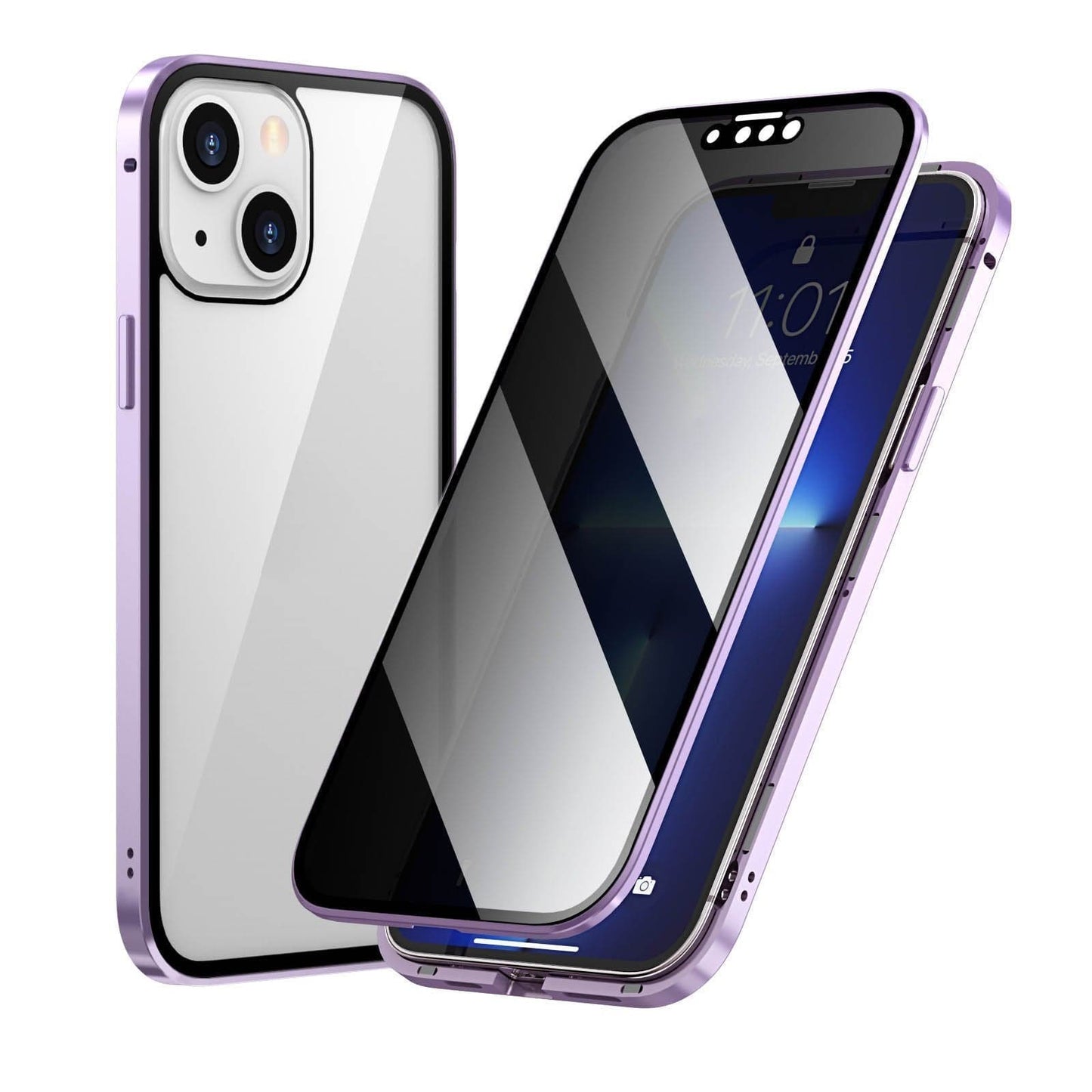 Privacy Magnetisch iPhone Hoesje - 360 Graden Bescherming - Anti-Spy Gehard Glas - Dubbelzijdig & Schokbestendig