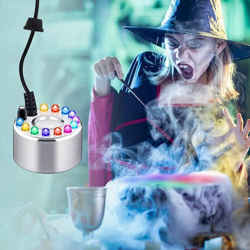 12 LED ultrasone mistmaker — produceert koude nevel en kleurrijke lichten