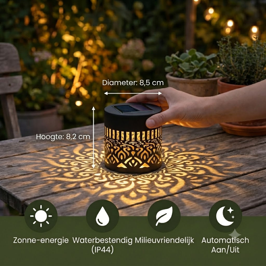 Kleurrijke Solar Mandala Tuinverlichting – Waterdichte LED Wandlamp met Projectie-effect voor Buiten