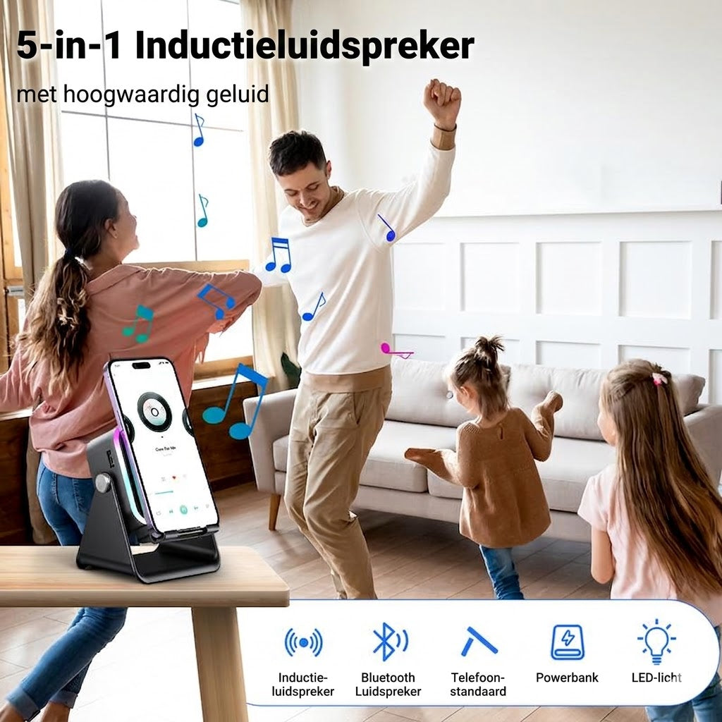 Draadloze Inductie Speaker & Telefoonhouder