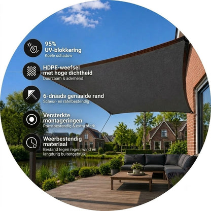 SunChill™ | Premium HDPE Schaduwdoek voor Koele Schaduw en Uv-bescherming