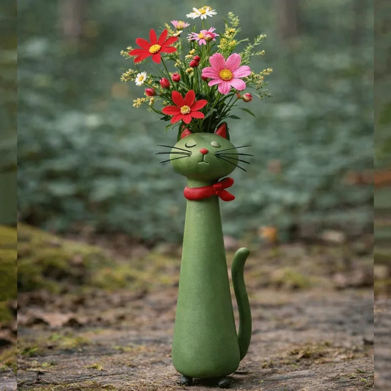 😻Handgemaakte Keramische Kattenvaas - Uniek & Origineel Design - Decoratieve Bloemenvaas voor Kattenliefhebbers