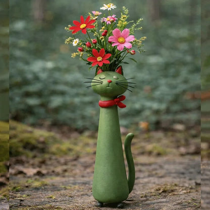 😻Handgemaakte Keramische Kattenvaas - Uniek & Origineel Design - Decoratieve Bloemenvaas voor Kattenliefhebbers