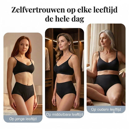 Lekvrije menstruatieslip met hoge taille, dubbele bescherming voor en achter – voorkomt effectief doorlekken aan de zijkanten