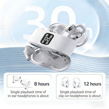 2-in-1 draadloze Bluetooth-oordopjes met oorhaken en oortips – 30 uur afspeeltijd