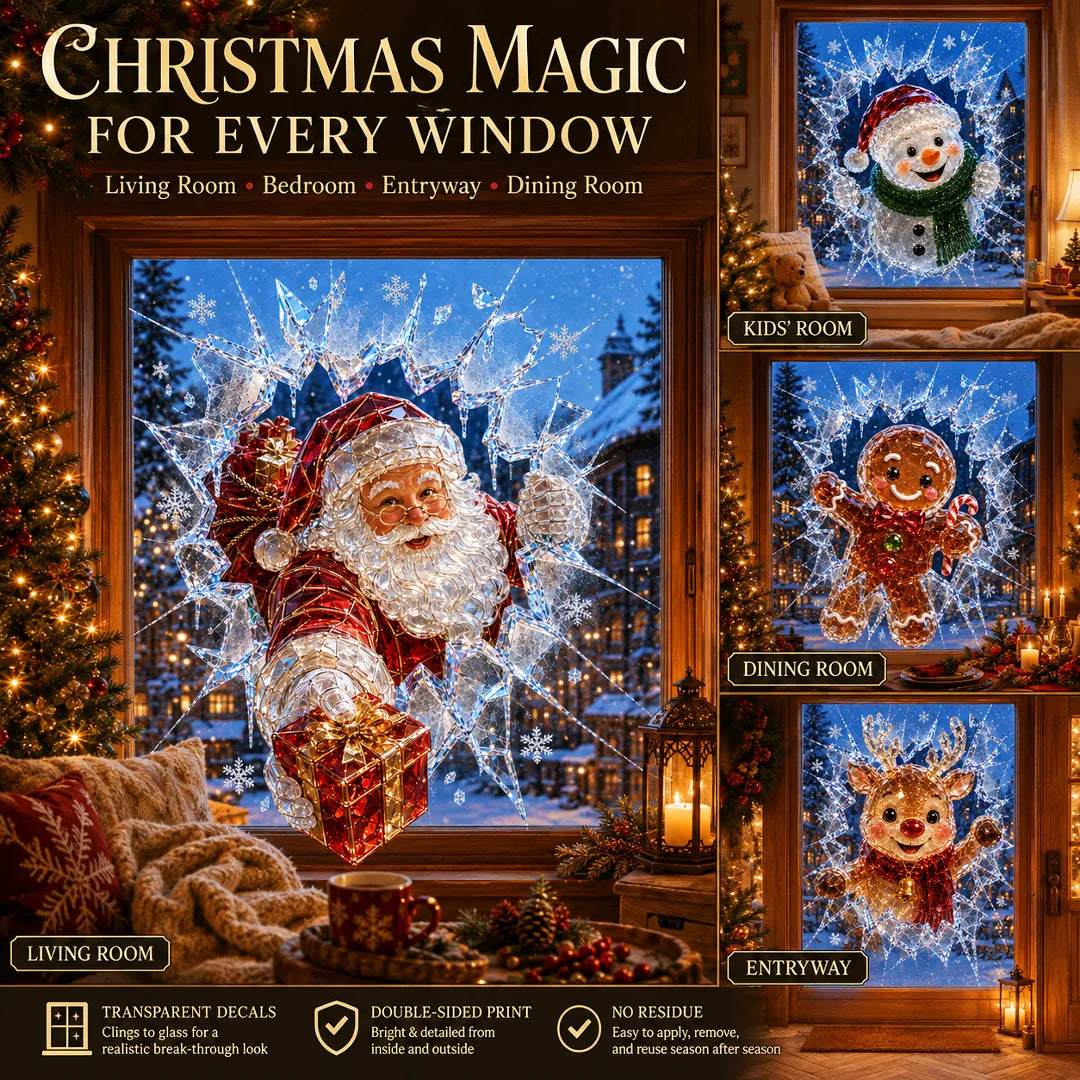 3D-kerststickers met gebroken glas-effect