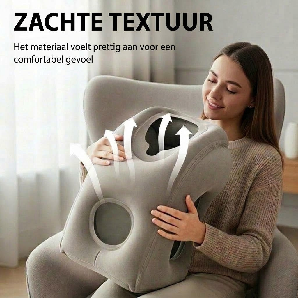 Opblaasbaar ergonomisch reiskussen – Compact en draagbaar nekkussen voor vliegtuig, trein en auto