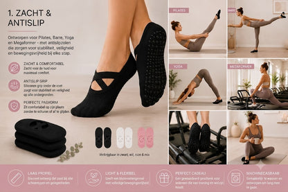 Antislip Pilates Sokken / Pilates Sokken met Grip (1 Set 3 Stuks)