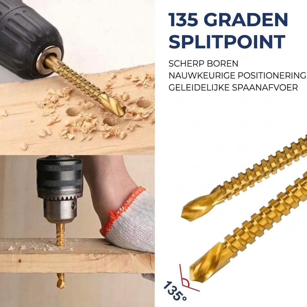 Titanium gecoate borenset – Slijtvaste HSS metaalboren voor hout, kunststof en metaal