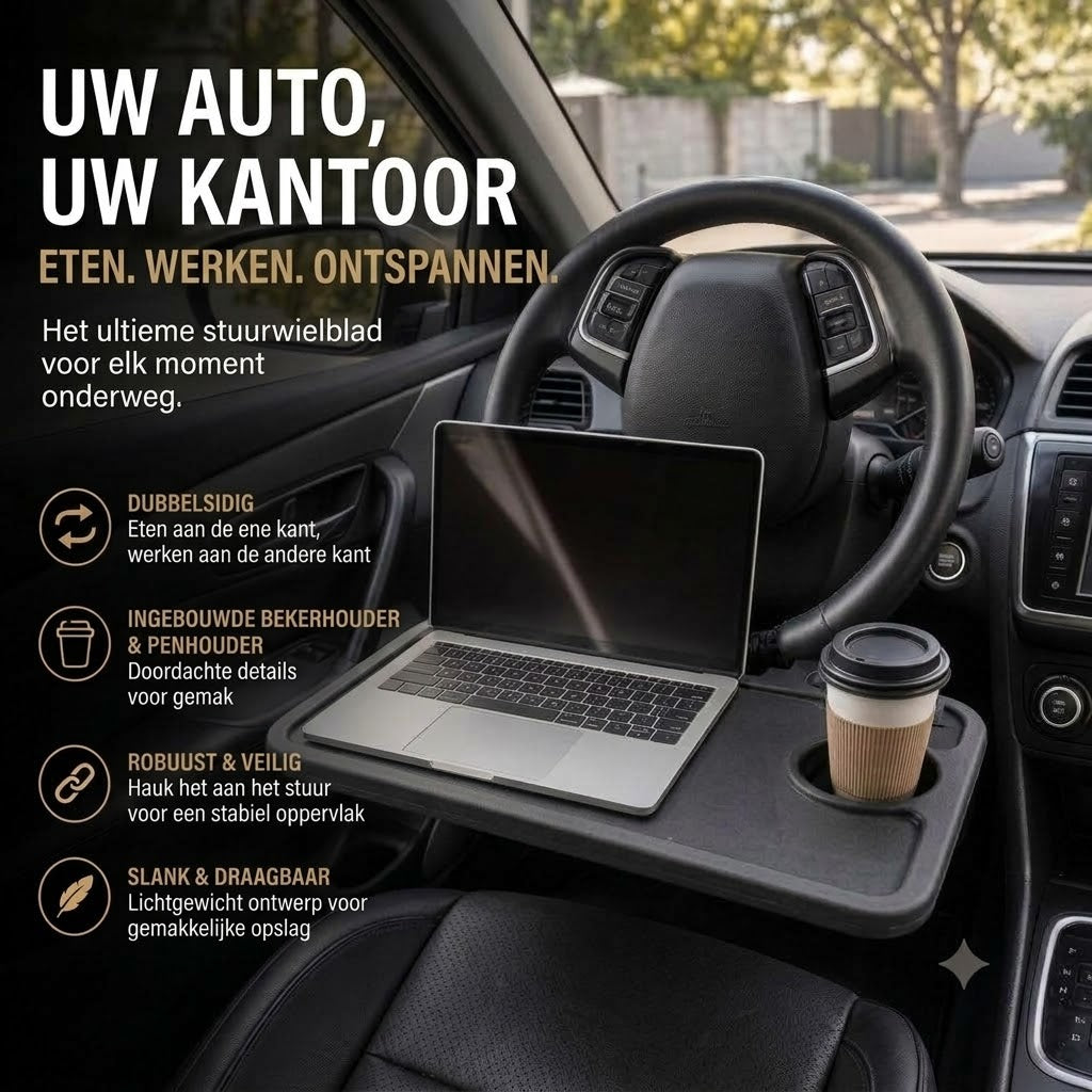 Dubbelzijdige stuurwieltafel voor de auto – laptoptafel