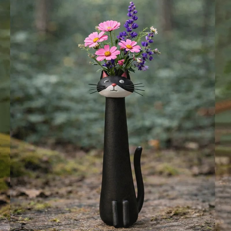 😻Handgemaakte Keramische Kattenvaas - Uniek & Origineel Design - Decoratieve Bloemenvaas voor Kattenliefhebbers
