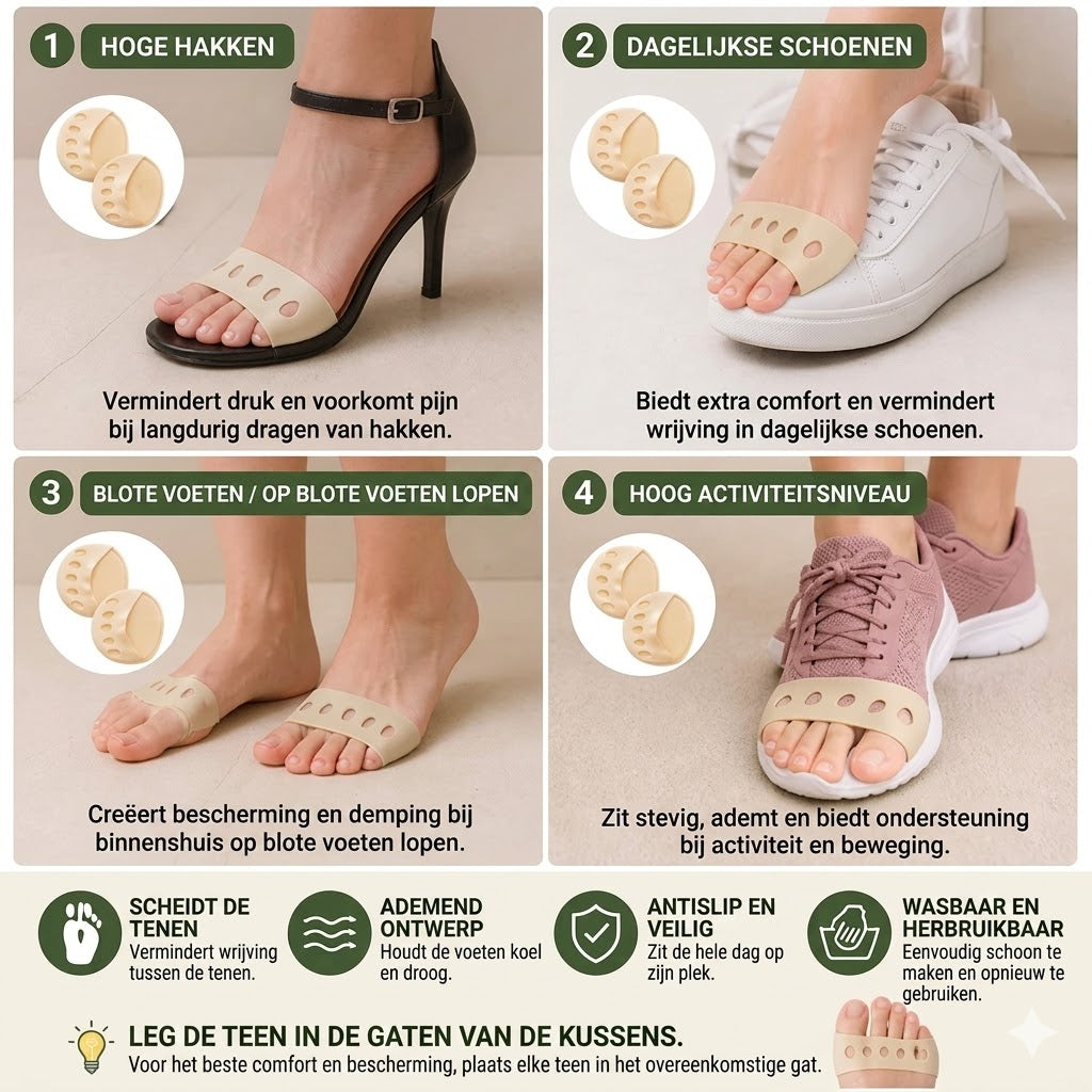 Damesteensokken (4 Paar) – Anti-Slip Halve Sokken voor Pumps en Hakken – Ademend