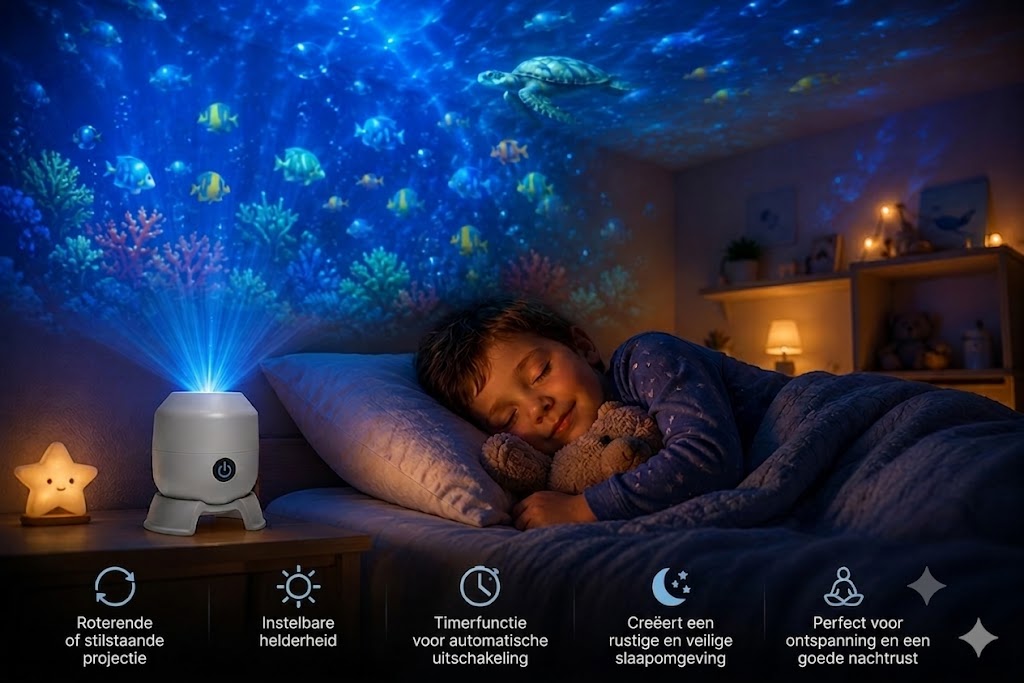 OceanDream Oceaanprojector met Draaiende LED-verlichting – Creëer een Dromerige Nacht