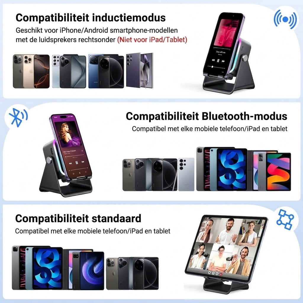 Draadloze Inductie Speaker & Telefoonhouder