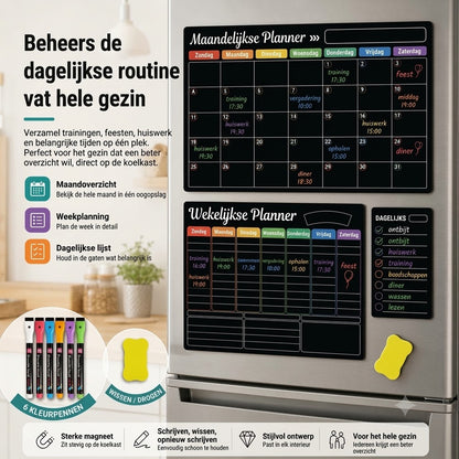 Magnetische familieplanner – Maand-, week- en dagplanning