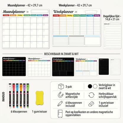 Magnetische familieplanner – Maand-, week- en dagplanning