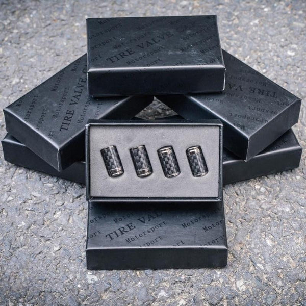 Luxe Carbon Ventieldopjes Set - Koolstofvezel Look - Universeel voor Auto, Motor & Fiets - Sportieve Wielbescherming - [Set van 4]