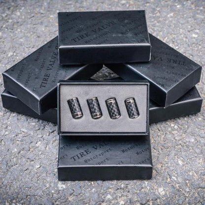 Luxe Carbon Ventieldopjes Set - Koolstofvezel Look - Universeel voor Auto, Motor & Fiets - Sportieve Wielbescherming - [Set van 4]