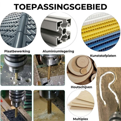 Titanium gecoate borenset – Slijtvaste HSS metaalboren voor hout, kunststof en metaal