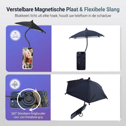 MagSafe Magnetische Telefoon Paraplu – Telescopisch Zonnescherm voor Smartphone