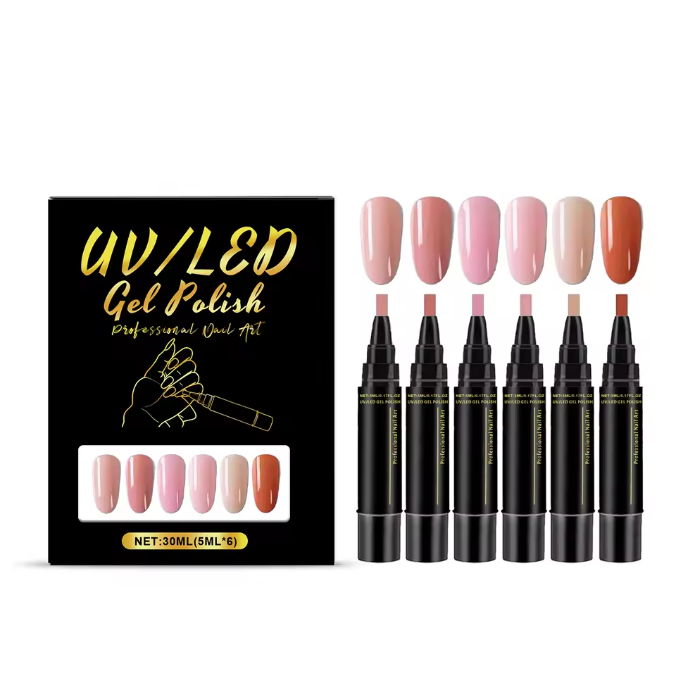 SalonPen – 3-in-1 Nagellak Pen (met UV-lamp) – Set van 6