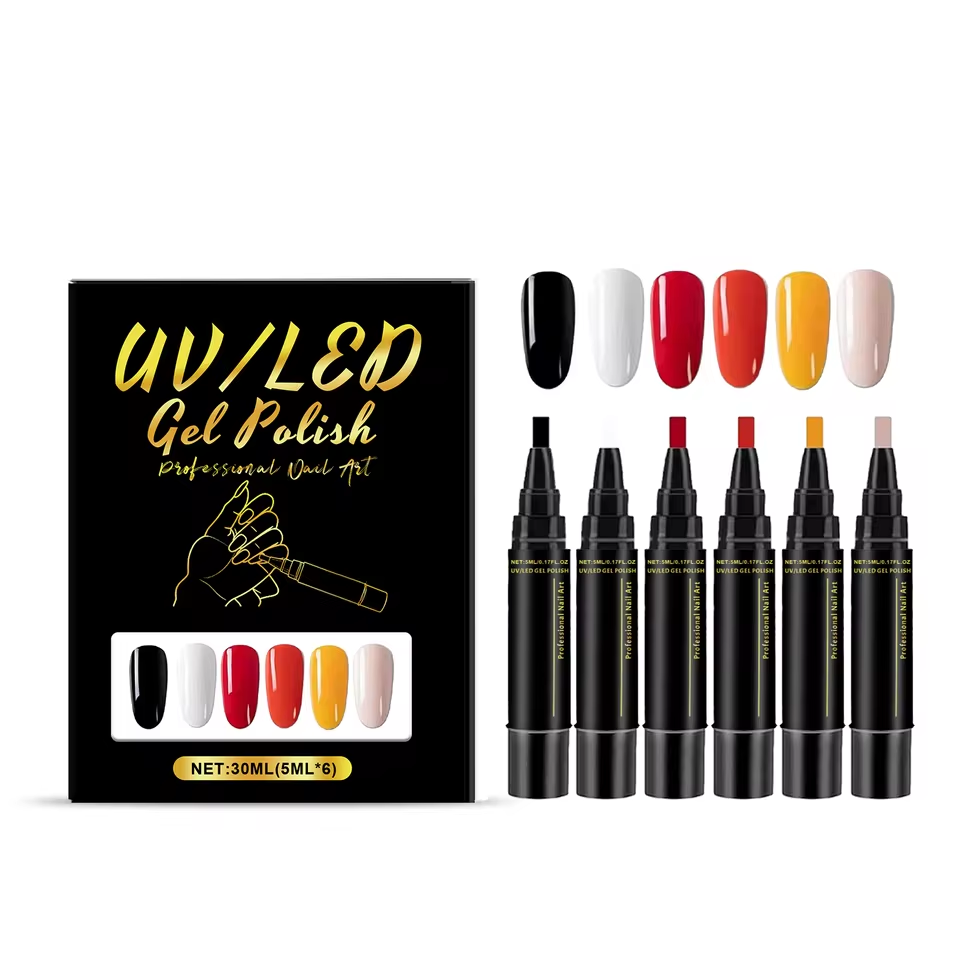 SalonPen – 3-in-1 Nagellak Pen (met UV-lamp) – Set van 6