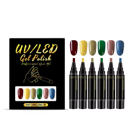 SalonPen – 3-in-1 Nagellak Pen (met UV-lamp) – Set van 6