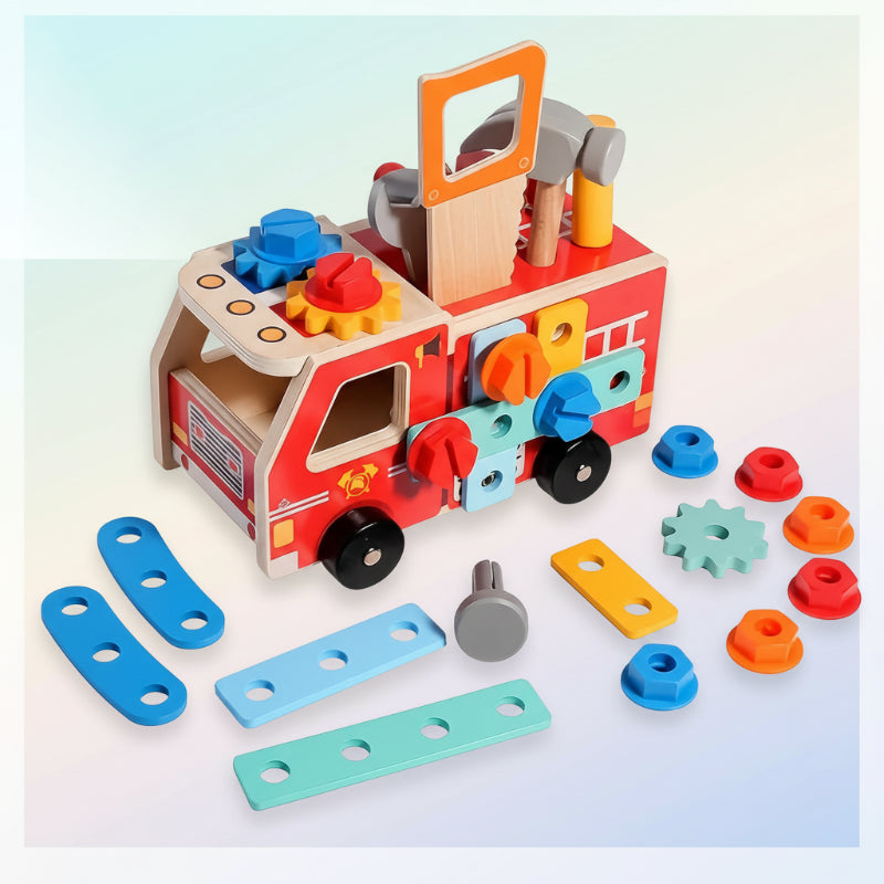 Houten Brandweerwagen Bouwpakket - Constructie Speelgoed met Gereedschap (Educatief & Duurzaam).