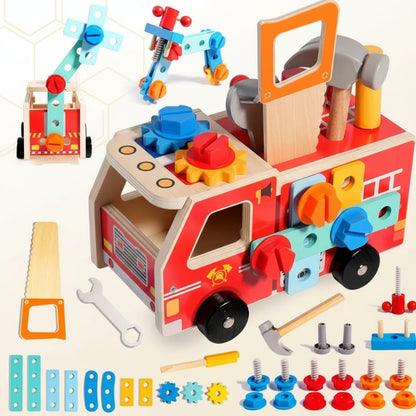 Houten Brandweerwagen Bouwpakket - Constructie Speelgoed met Gereedschap (Educatief & Duurzaam).