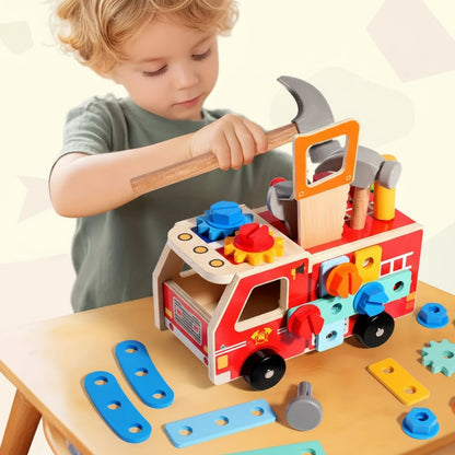 Houten Brandweerwagen Bouwpakket - Constructie Speelgoed met Gereedschap (Educatief & Duurzaam).