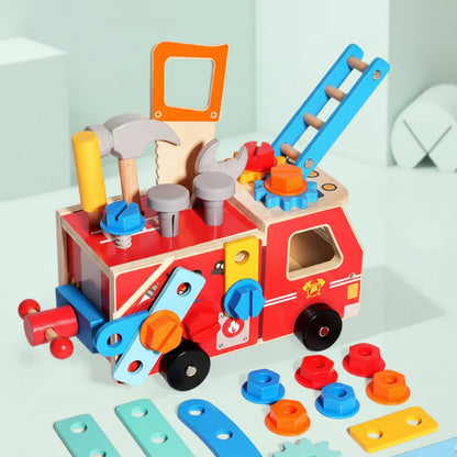 Houten Brandweerwagen Bouwpakket - Constructie Speelgoed met Gereedschap (Educatief & Duurzaam).