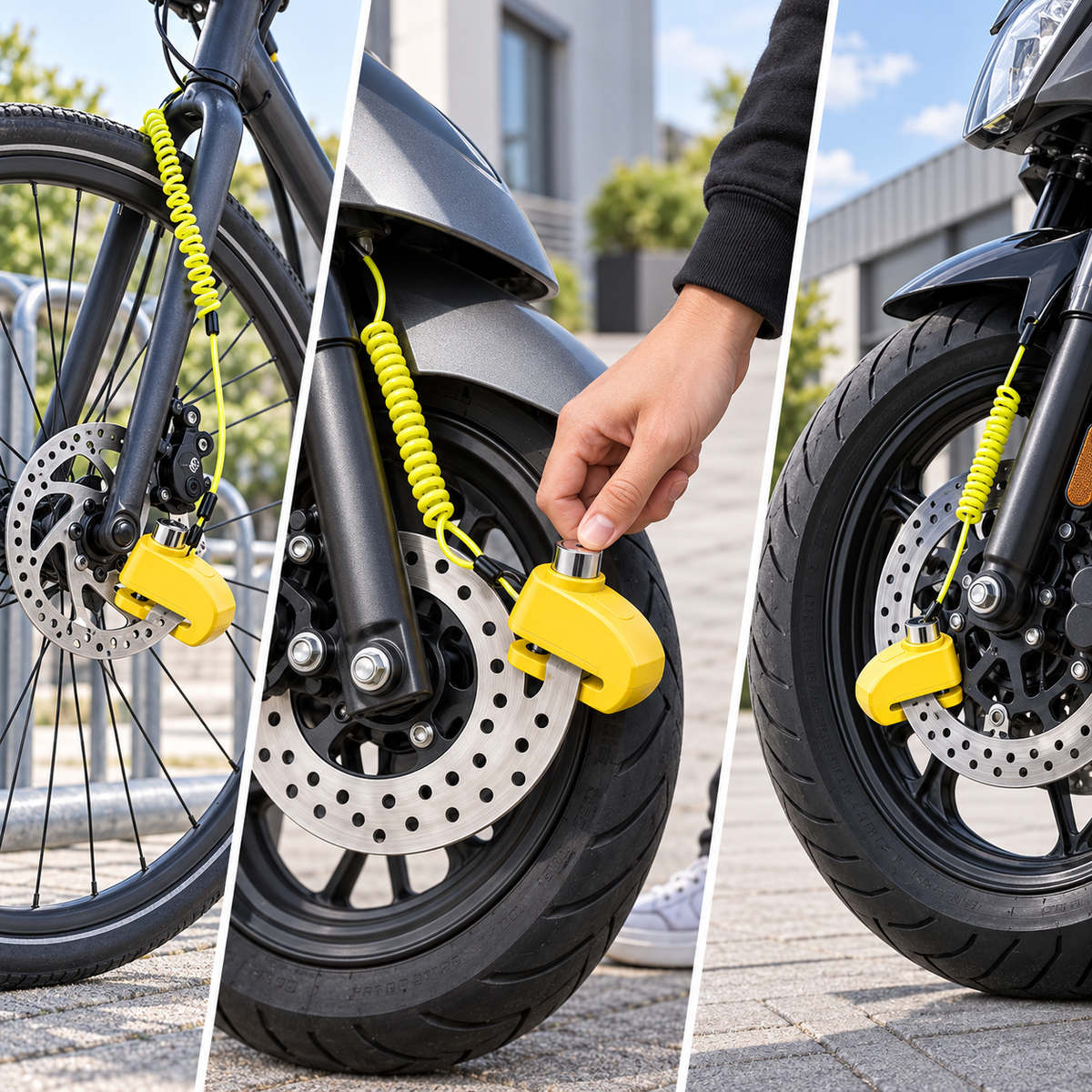 110 dB schijfremslot met alarm – Geschikt voor fietsen, bromfietsen en motorfietsen